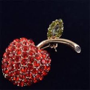 Sparkling Red Rhinestone Apple Brooch Pin